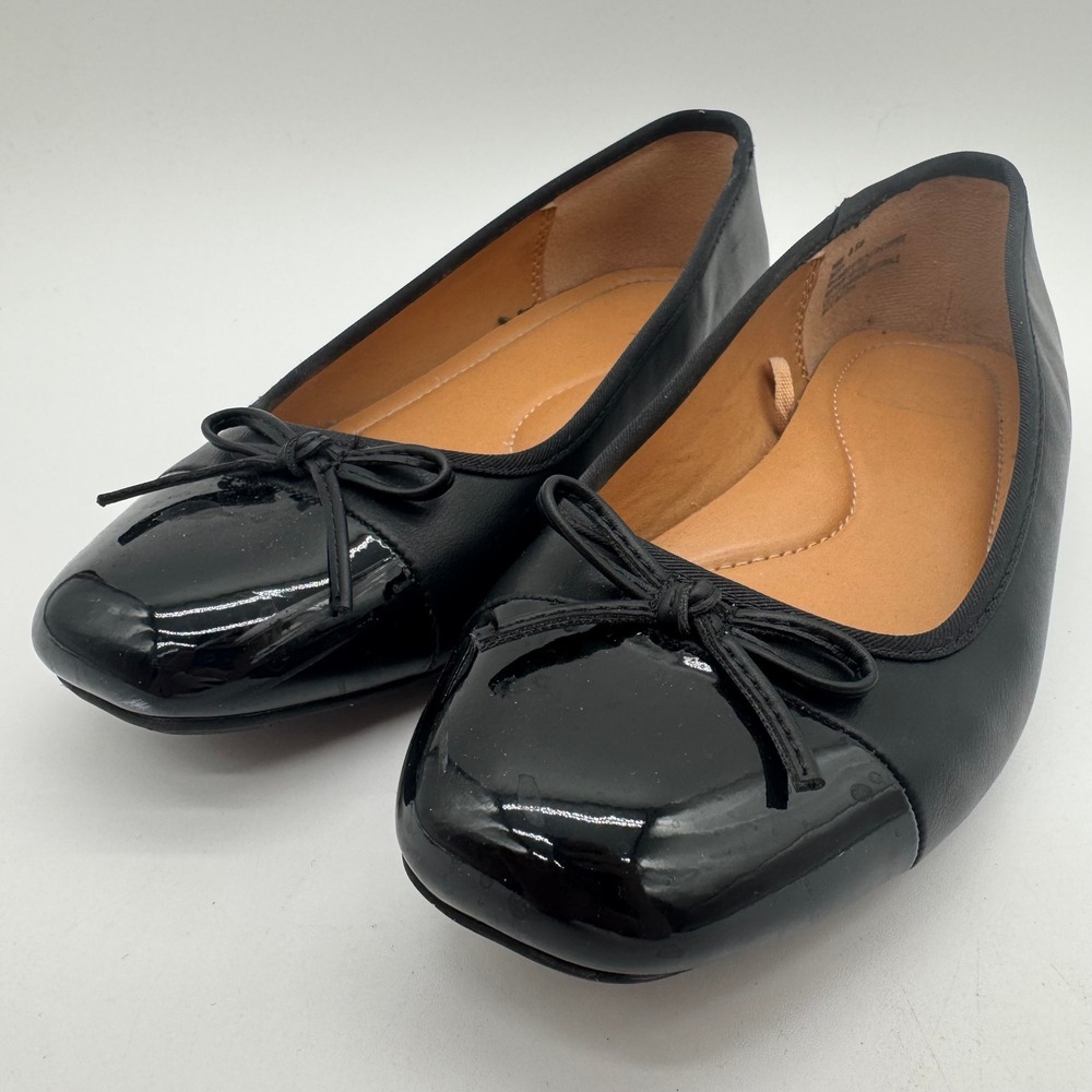 Dolce Vita Moxy Ballet Flats Black Patent Cap Toe Bow Women's Size 8.5
